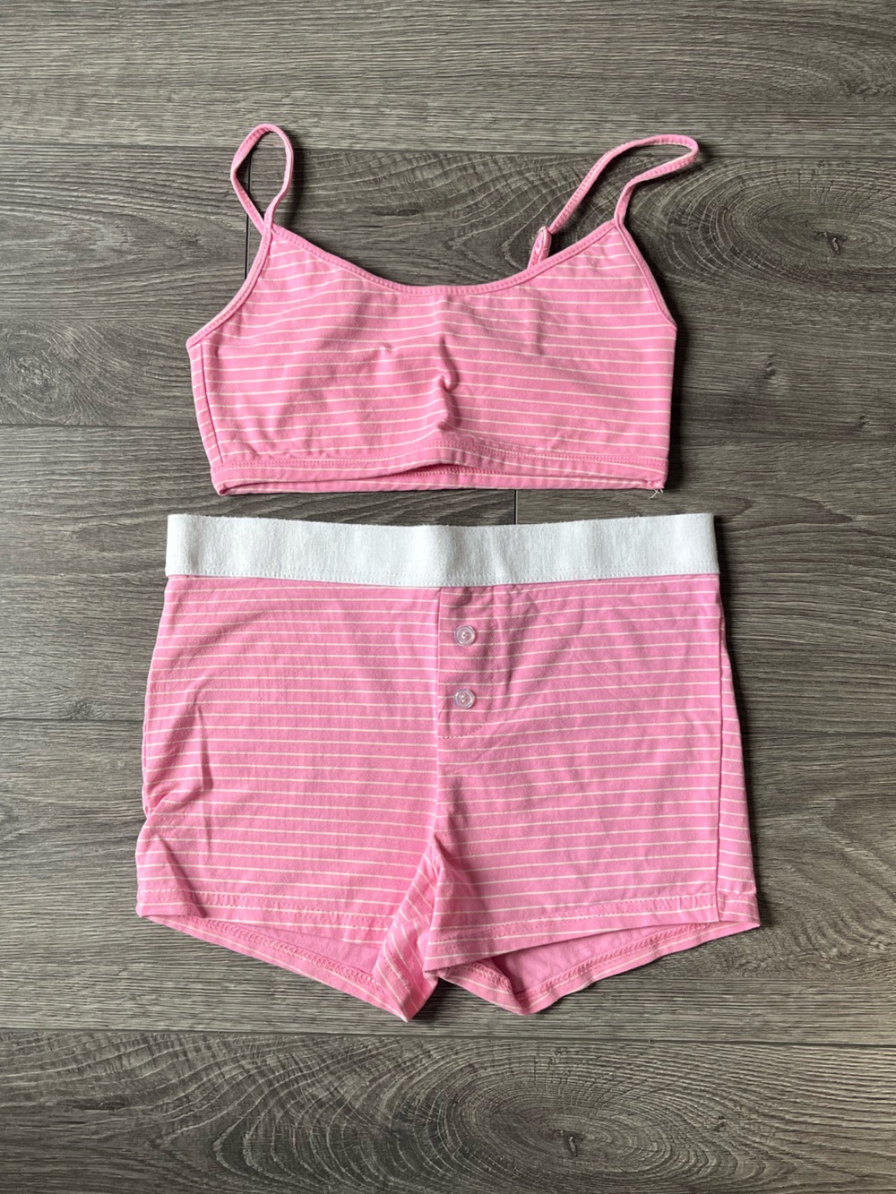 Pink and White Striped Two-Piece Lounge Set
